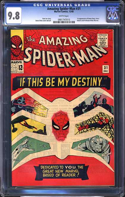 CGC Graded Comics - Amazing Spider-Man #31 (CGC) - Spiderman - Spidermans Villains - Red Mask - Spiderman Jumping - Spiderman Fighting