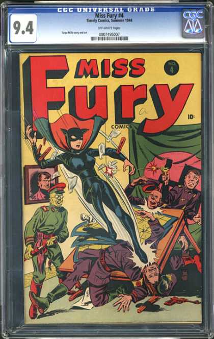 CGC Graded Comics - Miss Fury #4 (CGC) - Miss Fury - Kick - Police - Table - Picture