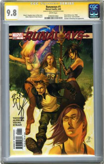 CGC Graded Comics - Runaways #1 (CGC) - Staff - Leather Jacket - Sunglass In Hair - Girl Jumping - 8
