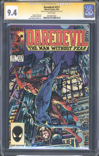 CGC Graded Comics - Daredevil #217 (CGC) - Cityscape - Daredevil 217 - Marvel Comics - The Man Without Fear - Flying Heroes
