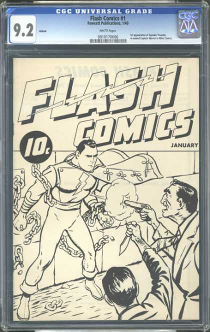 CGC Graded Comics - Flash Comics #1 (CGC) - 10 Cents - January - Chains - Black And White - Flash