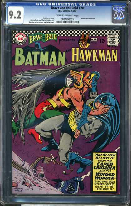 CGC Graded Comics - Brave and the Bold #70 (CGC) - Caped Crusader - Winged Wonder - Hawkman - Batman - Identity