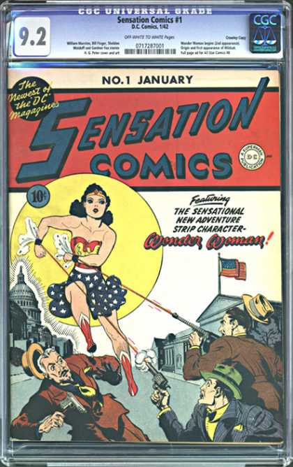 CGC Graded Comics - Sensation Comics #1 (CGC) - Wonder Woman - Rope - Man - Suit - Surprise