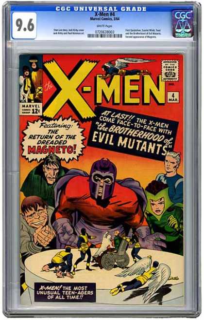 CGC Graded Comics - X-Men #4 (CGC) - X-men - Approved By The Comics Code - Cyclopus - Magneto - The Brotherhood Of Evil Mutants