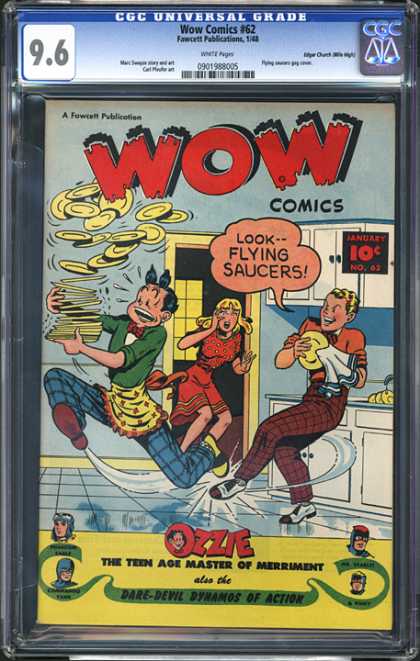 CGC Graded Comics - Wow Comics #62 (CGC) - Dishes - Flying Saucers - Tripping - Falling - Kitchen