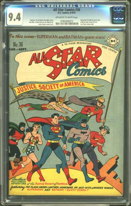 CGC Graded Comics - All Star Comics #36 (CGC) - Dc Comics - Justice Society - Wonder Woman - Flash - Classic Superman
