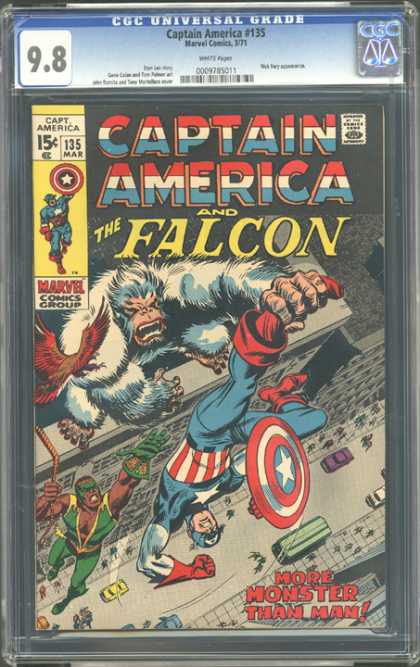 CGC Graded Comics - Captain America #135 (CGC) - Captain America - The Falcon - March - 15 Cents - Shield