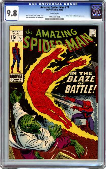 CGC Graded Comics - Amazing Spider-Man #77 (CGC) - Spiderman - In The Blaze Of Battle - Fire - 877 - 0ct 19t77