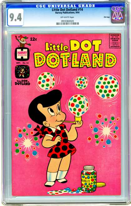 CGC Graded Comics - Little Dot Dotland #14 (CGC) - Little Dot - Polka Dot Dress - Bubbles - Jar - Pink