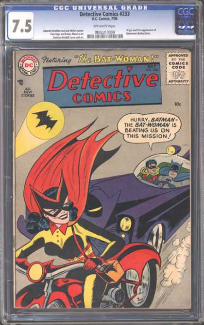 CGC Graded Comics - Detective Comics #233 (CGC) - Batman - Catwoman - Robin - Batmobile - Motorcycle