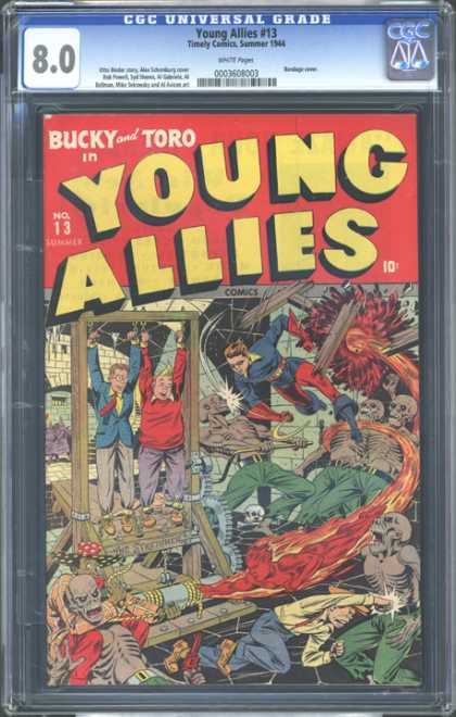 CGC Graded Comics - Young Allies #13 (CGC) - Young Allies - Bucky And Toro - Skeleton - The Stretcher - Rescue
