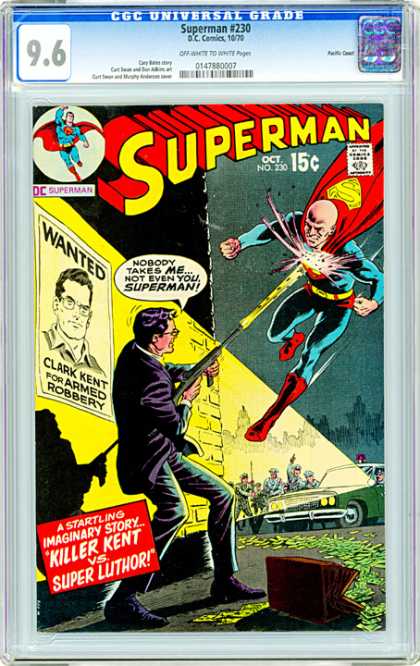 CGC Graded Comics - Superman #230 (CGC) - Super Powers - Machine Gun - Wanted Poster - Police Officers - Bad Guy