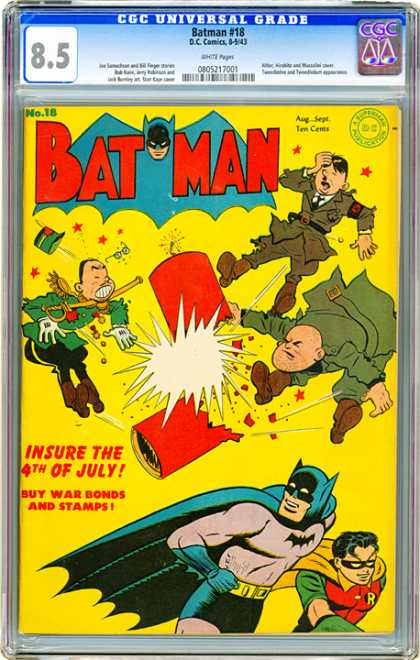 CGC Graded Comics - Batman #18 (CGC) - Batman - Firework - Hitler - Robin - Red Stars