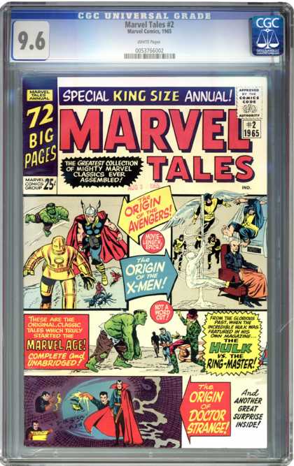 CGC Graded Comics - Marvel Tales #2 (CGC) - The Origin Of The Avengers - Origin Of X-men - Hulk - Ringmaster - Doctor Strange