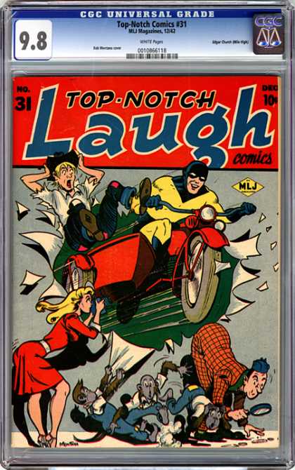 CGC Graded Comics - Top-Notch Comics #31 (CGC) - Magnifying Glass - Motorcycle - Side Car - Girl - Camera