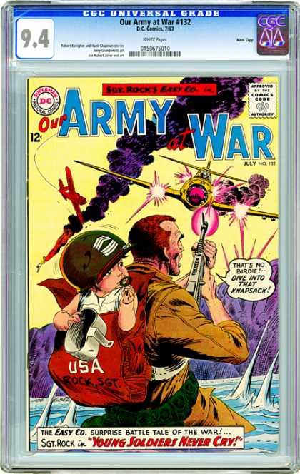CGC Graded Comics - Our Army at War #132 (CGC) - Baby - Fighting - Gun - Airplane - Hat