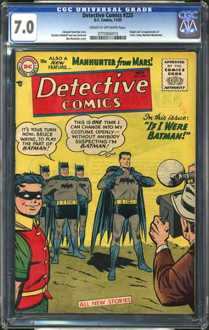 CGC Graded Comics - Detective Comics #225 (CGC) - Manhunter From Mars - Batman - Robin - Camera - Bruce