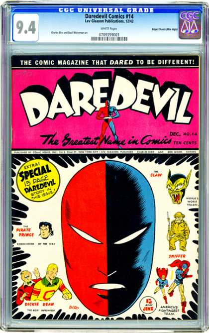 CGC Graded Comics - Daredevil Comics #14 (CGC) - Daredevil Comics - Pirate Prince - The Greatest Name In Comics - Sniffer - Claw