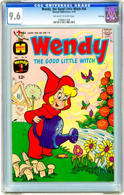CGC Graded Comics - Wendy, the Good Little Witch #54 (CGC) - Wendy - Good Little Witch - Wattering Flowers - Summer - Butterflys
