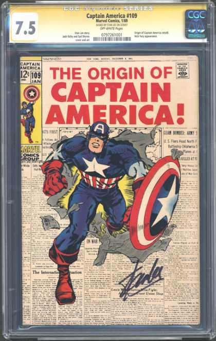 CGC Graded Comics - Captain America #109 (CGC) - Captain America - Newspaper - Shield - Red Stripes - White Star