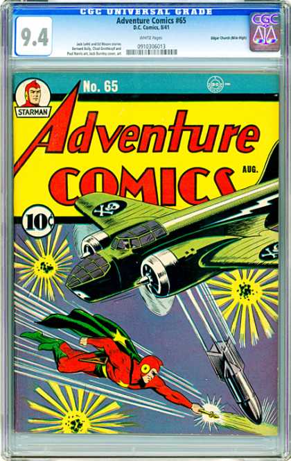CGC Graded Comics - Adventure Comics #65 (CGC) - Adventure Comics - Plane - Bomb - Cape - Green