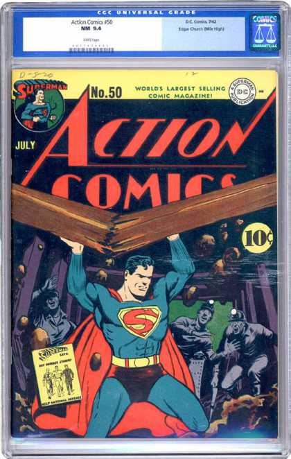 CGC Graded Comics - Action Comics #50 (CGC) - Action Comics - Superman - Broken Beam - Trapped Miners - Dc Comics