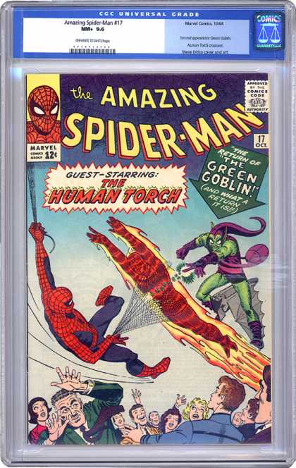CGC Graded Comics - Amazing Spider-Man #17 (CGC) - Spiderman - Green Goblin - The Human Torch - Crowd - Web