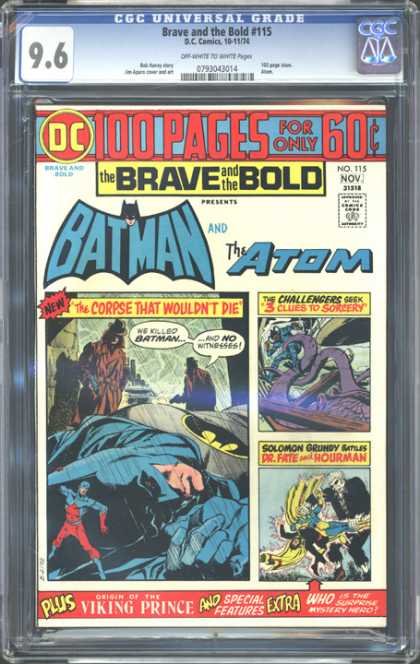 CGC Graded Comics - Brave and the Bold #115 (CGC) - The Atom - Corpse That Wouldnt Die - Brave And The Bold - Challenges - We Killed Batman