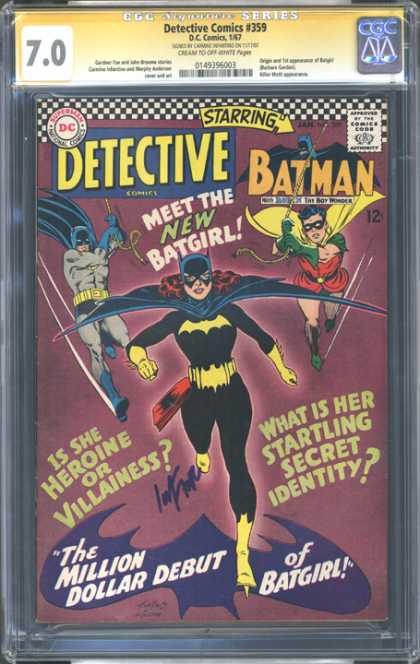CGC Graded Comics - Detective Comics #359 (CGC) - Batman - Robin - Batgirl - The Million Dollar Debut Of Batgirl - Swinging On Ropes