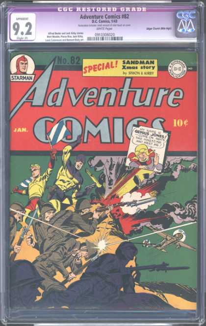 CGC Graded Comics - Adventure Comics #82 (CGC) - Starman - Xmas Story - Genius Jones - Soldiers - Figher Planes