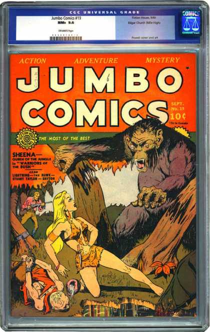 CGC Graded Comics - Jumbo Comics #19 (CGC) - Sheena - Giant Ape - Hunter - Forest - Chains