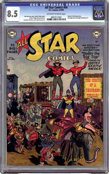 CGC Graded Comics - All Star Comics #54 (CGC) - Clown - Lion - Wonder Women - Horses - Drums