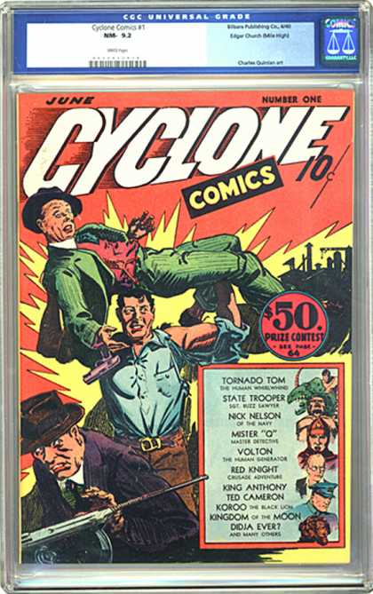 CGC Graded Comics - Cyclone Comics #1 (CGC) - Tornado Tom - Prize Contest - State Trooper - June - Red Knight