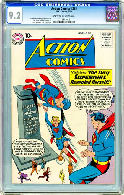 CGC Graded Comics - Action Comics #265 (CGC) - The Day Supergirl Revealed Herself - Supergirl - Superboy - Smallville - Monument