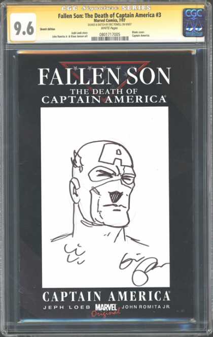 CGC Graded Comics - Fallen Son: The Death of Captain America #3 (CGC) - Fallen Son - Death Of Captain America - Black And White - Autograph - Marvel