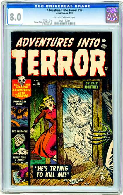 CGC Graded Comics - Adventures Into Terror #18 (CGC) - 10 Cents - Adventures Into Terror - Skull - Blonde - Bat