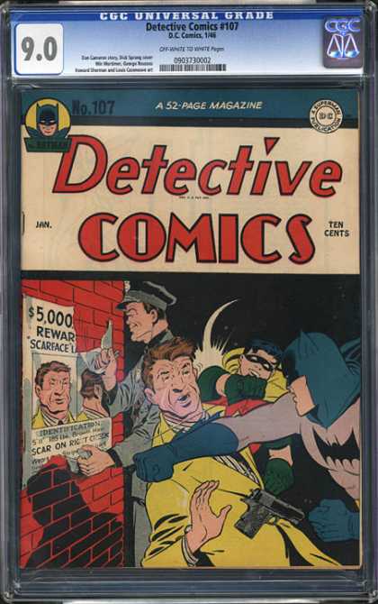 CGC Graded Comics - Detective Comics #107 (CGC) - Batman - Reward Poster - Robin - Scarface - Ten Cents