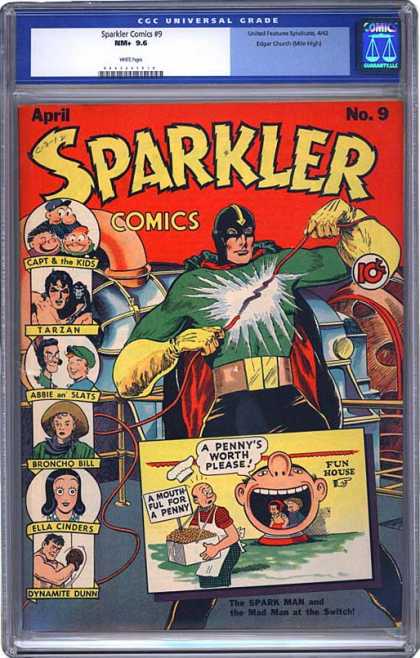 CGC Graded Comics - Sparkler Comics #9 (CGC) - April - A Mouth Full For A Penny - A Pennys Worth Please - Tarzan - Broncho Bill