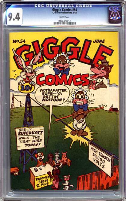 CGC Graded Comics - Giggle Comics #54 (CGC) - Tightrope - Bamboo - Balance - Power Lines - Nervous