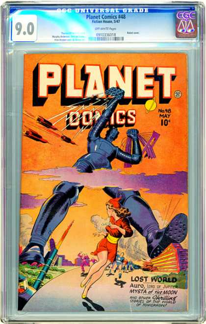 CGC Graded Comics - Planet Comics #48 (CGC) - Giant Robot - Rockets - Woman In Red - Lost World - Missiles
