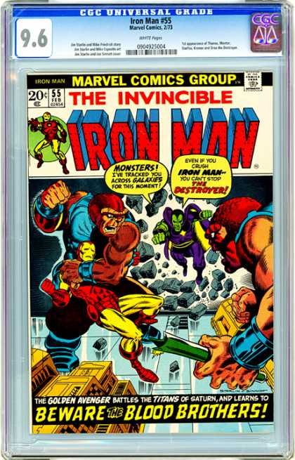 CGC Graded Comics - Iron Man #55 (CGC) - The Destroyer - Golden Avengers - Titans - Titans Of Saturn - Blood Brothers