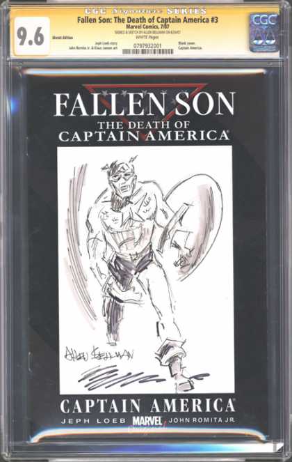 CGC Graded Comics - Fallen Son: The Death of Captain America #3 (CGC) - Marvel - Captain America - Jeph Loeb - John Romita Jr - Sketch