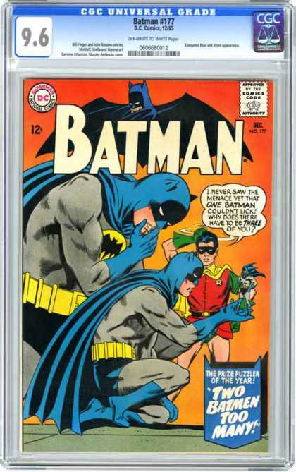 CGC Graded Comics - Batman #177 (CGC) - Robin - Three Batmen - Multiple Batmen - Two Batmen Too Many - Puzzler