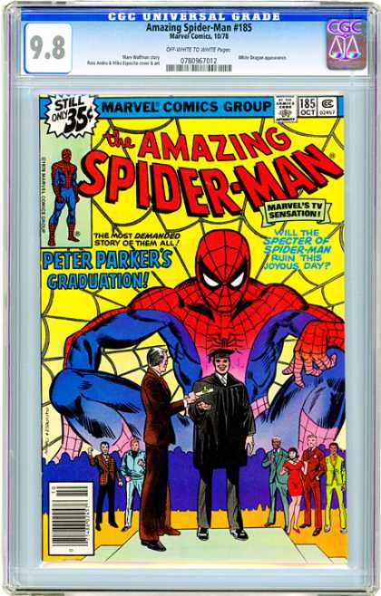 CGC Graded Comics - Amazing Spider-Man #185 (CGC) - Still Only 35c - Marvel Comics Group - Approved By The Comics Code - Peter Parker - Marvels Tv Sensation