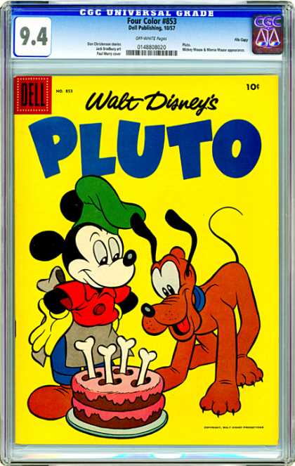 CGC Graded Comics - Four Color #853 (CGC) - Walt Disney - Pluto - Dog - Mickey Mouse - Cake