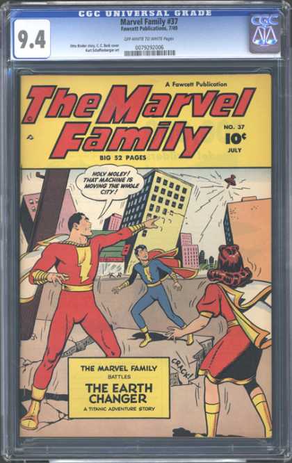 CGC Graded Comics - Marvel Family #37 (CGC) - Family - The Earth Changer - Earth Quake - Holey Moley - City