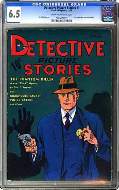 CGC Graded Comics - Detective Picture Stories #1 (CGC) - Detective - Cop - Badge - Gun - The Phantom Killer