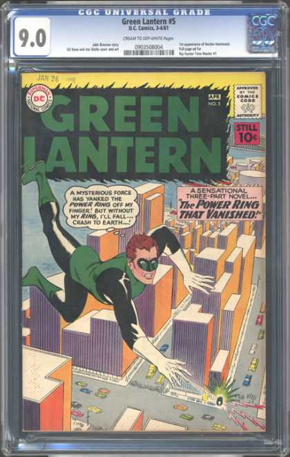 CGC Graded Comics - Green Lantern #5 (CGC) - Power Ring - City - Flying - Vanished - Falling