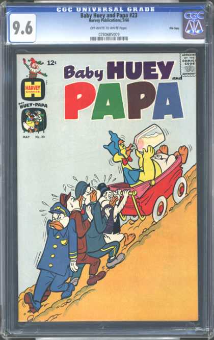 CGC Graded Comics - Baby Huey and Papa #23 (CGC) - Harvey - Push Uphill - Policeman - Carriage - Drinking From Bottle
