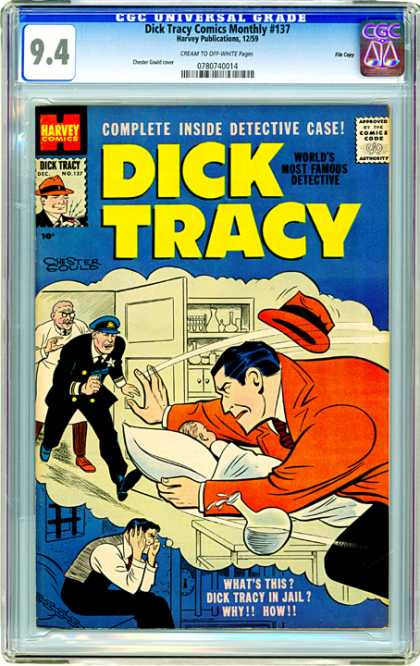 CGC Graded Comics - Dick Tracy Comics Monthly #137 (CGC) - Dick Tract - Dick Tracy - Harvey Comics - Imprisoned Dick - Inside Detective